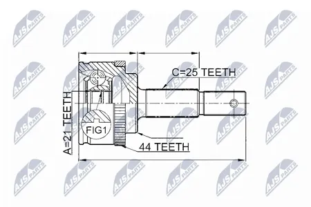NTY NPZNS086 Шрус наружный Nissan Almera n16 1.5 00- +abs=44t