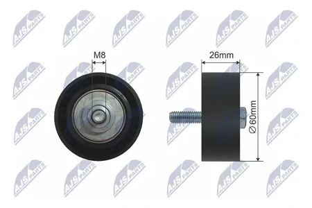 NTY RNKCT007 Ролик ручейкового ремня ( Citroen Berlingo , c2c3 i, c3 pluriel, jumpy, xsara, Fiat scudo, Peugeot 1007206306307307cc307sw Expert , Partner , Partner space 1.1-1.9d 06.96-)