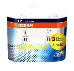OSRAM 64150ULTHCB Лампа накаливания ULTRA LIFE H1 12В 55Вт, 2шт
