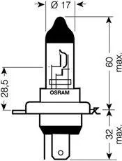 OSRAM 6419301B Лампа ORIGINAL LINE 1шт. (H4) 12V 6055W P43t качество ориг. зч (ОЕМ)