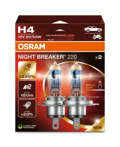 OSRAM 64193NB2202HB Лампа NIGHT BREAKER 220 +220% H4 12V 60/55W 2шт.