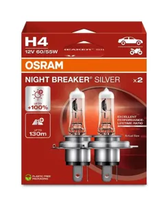 OSRAM 64193NBS2HB Лампа NIGHT BREAKER SILVER +100% 12V H4 60/55W P43t (картон) (компл. 2 шт.)