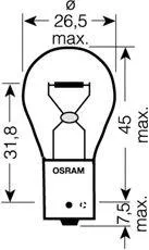 OSRAM 7507 Лампа 12V PY21W OSRAM один контакт [поворот.оранж.]