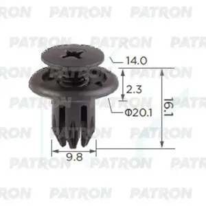 PATRON P370132A Клипса GM Honda Opel SANGYONG применяемость: бампер. брызговики. пороги. молдинги (упаковка 100 шт.)