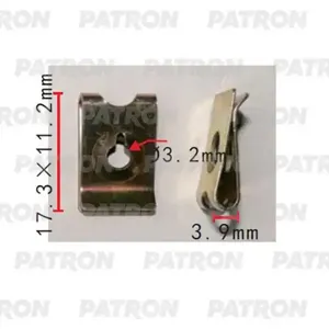 PATRON P372168 Клипса VW Применяемость: Скоба под саморез T=17.3 F=11.2 H=3.9 вст-ка под винт пласт.
