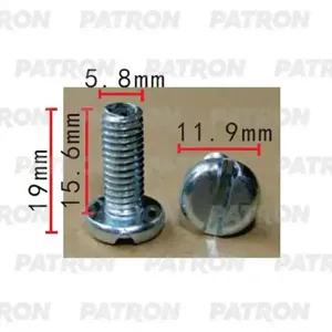 PATRON P372259 ВЫВЕДЕНО ИЗ АССОРТИМЕНТА Винт Применяемость: Винт M6 C=11.9 B=19.0 A=5.8