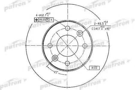 PATRON PBD1016 Диск торм. Nissan KUBISTAR 03-,  Renault  11 84-88,