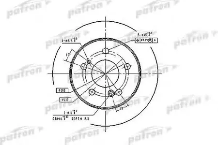 PATRON PBD1583 Диск торм.зад. Mercedes 190 82-93, Coupe 87-93, E-CLASS 93-95, E-CLASS купе 93-97, KOMBI универ