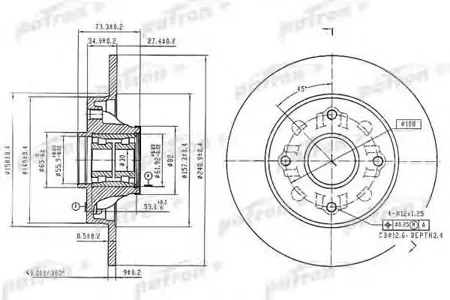 PATRON PBD7014 Диск торм.зад. Citroen C4 04-, Peugeot 308 07-