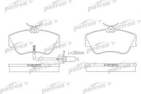 PATRON PBP1519 Колодки торм.передние VW Transporter IV c бортовой платформой 90-03, Transporter IV авт