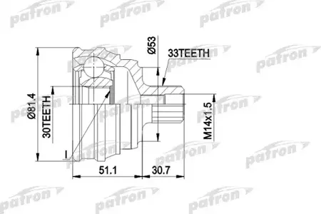 PATRON PCV1066 ШРУС наруж.к-кт 33x53x30 Audi 80
