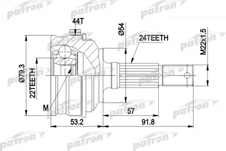 PATRON PCV1159 ШРУС наруж.к-кт 24x54x22 Daihatsu APPLAUSE I 89-97
