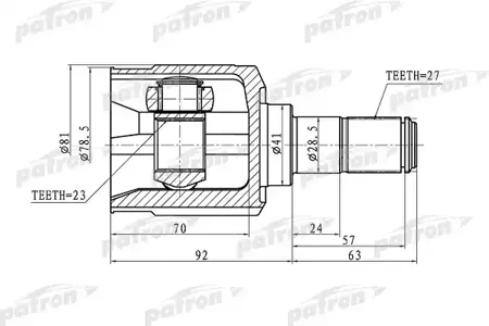 PATRON PCV1162 Шрус Hyundai Tucson 2.02.0 CRDI Hyundai Santa Fe 2.72.42.0 CRDi2.0