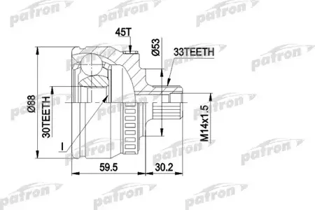 PATRON PCV1239 Шрус Audi A4 -00 A4 1.6 ADP наружн. с ABS 45z