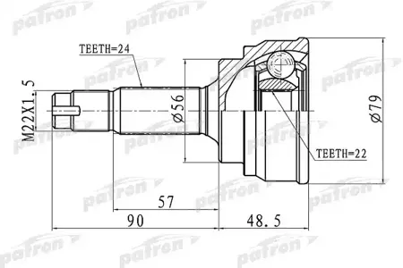 PATRON PCV1307 Шрус наружный 24x56x22 Toyota YARIS NCP10SCP10 99-05
