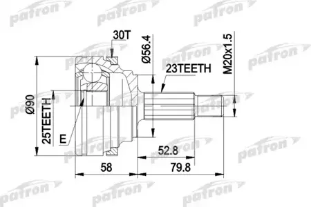 PATRON PCV1336 Шрус Mazda 626 IV 91- наружн.