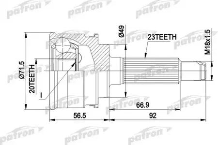 PATRON PCV1360 Шрус наружн к-кт Suzuki ALTO III 94 - 02, SWIFT II Наклонная задняя часть 89 - 01