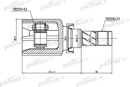 PATRON PCV1388 Шрус внутренний 33x34.9x21 Mitsubishi Colt Z32AZ34AZ36A 04-