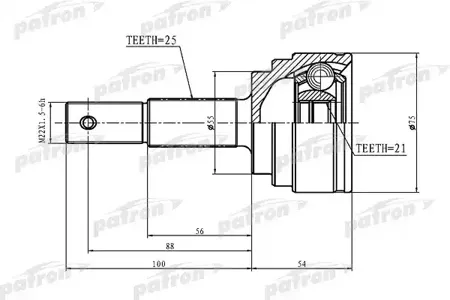 PATRON PCV1408 Шрус Nissan Almera N16 00-06 нар. -ABS