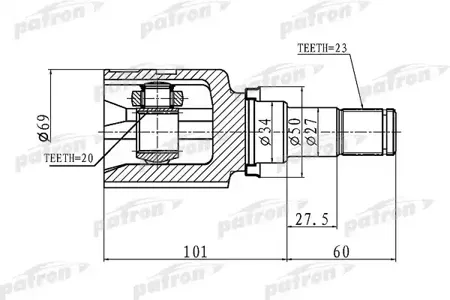 PATRON PCV1458 Шрус внутренний