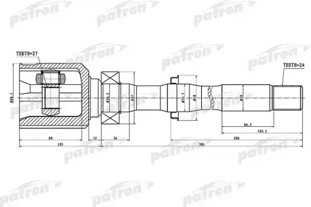 PATRON PCV1459 Шрус Toyota RAV4 ACA3# 05-12 Estima GSR5# 06- внутр.