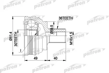 PATRON PCV1465 Шрус VAG LEON Golf 03- наружн. (36x59.5x30)