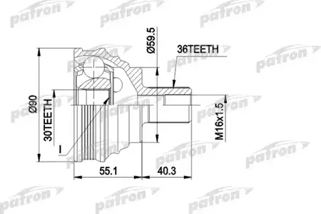 PATRON PCV1467 Шрус Audi A3 13- 1.2 TFSI наружн.