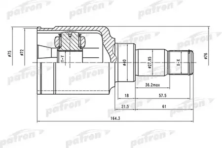 PATRON PCV1481 Шрус Ford Focus II 04- внутр.лев. (23x40x23)