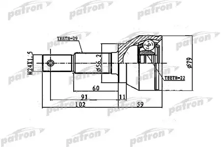 PATRON PCV1743 Шрус наружный передний
