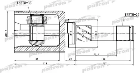 PATRON PCV1745 Шрус Nissan Qashqai I X-Trail T31 07- внутр.лев.пер.