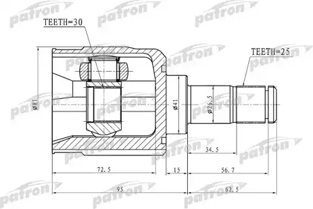 PATRON PCV1746 Шрус Mitsubishi LANCER VII-IX 95-09 внутр.