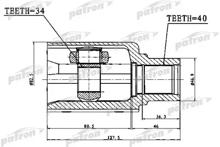 PATRON PCV1757 Шрус VW Tiguan 07-17 внутр. прав.
