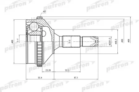 PATRON PCV2056 Шрус Peugeot 206 02- наружн.
