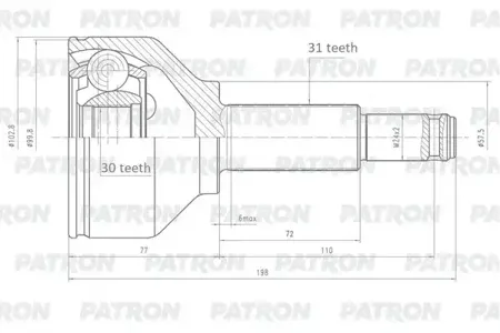 PATRON PCV2149 Шрус Ford Transit Tourneo CUSTOM 12- нар.