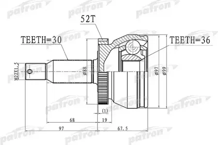 PATRON PCV3072 Шрус наружный с кольцом ABS