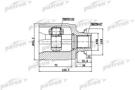 PATRON PCV4013 Шрус Honda Accord 2.0 02- внутр.