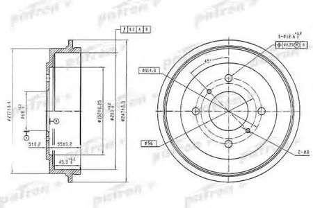 PATRON PDR1256 Барабан тормозной задн Nissan : Primera 90-96 Primera 96-01 Primera Hatchback 90-