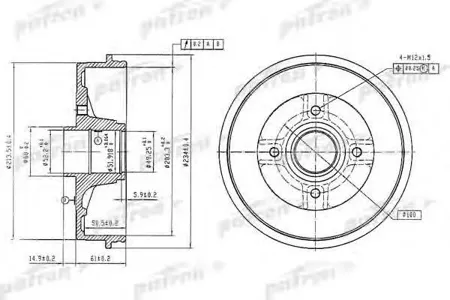 PATRON PDR1347 Барабан тормозной Renault Megane 97-