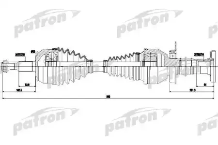 PATRON PDS0384 Вал приводной, передний