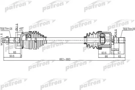 PATRON PDS0504 Привод в сборе Hyundai Solaris  Kia Rio  10- лев.