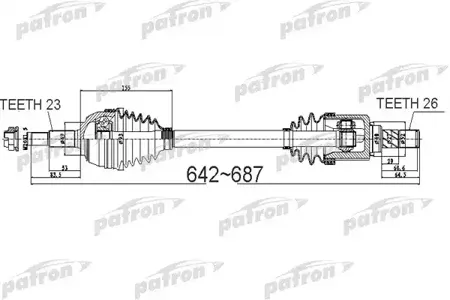 PATRON PDS0524 Вал приводной, передний левый