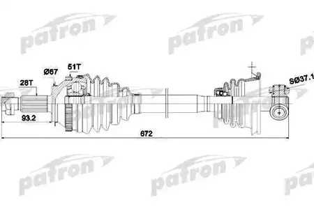 PATRON PDS1407 Полуось лев  Renault  : Master II автобус 2.5 D2.8 dTI 98-