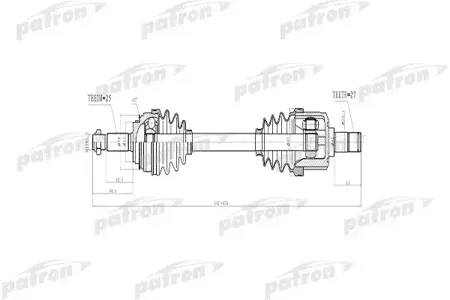 PATRON PDS4218 Полуось привода передняя левая 25x632x57x27 ABS:43