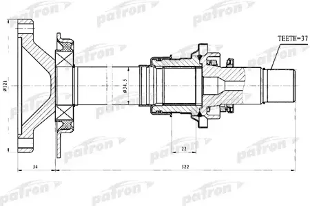 PATRON PDSV028 Вал КПП Ford Galaxy VW Sharan 1.8T-2.8 95-10 лев.