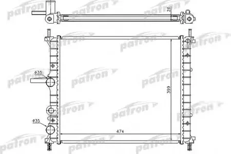 PATRON PRS3055 Радиатор Fiat Brava 1.2 16V1.4 12V1.616V, MAREA 1.216V1.4 12V1.6 16V, 96-, M