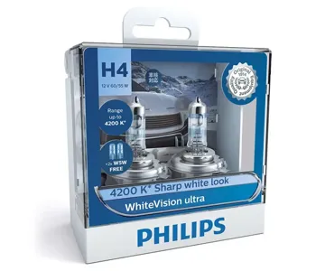 PHILIPS 12342WVUSM Галогенные лампы Philips White Vision Ultra H4 4200K