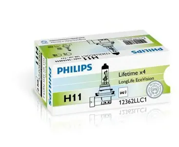 PHILIPS 12362LLECOC1 Лампа галогеновая Philips H11 (PGJ19-2) 55Вт 12В LongLife EcoVision