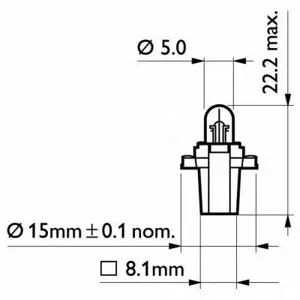 PHILIPS 12597CP Лампа 12V 1.2W BAX8.3d черный патрон PHILIPS