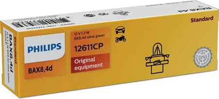 PHILIPS 12611CP Лампа 12V 1.3W BAX8.4d зеленый патрон PHILIPS