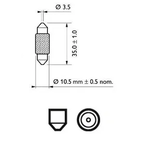 PHILIPS 12854CP Лампа Festoon T105X38 12V (10W) min10